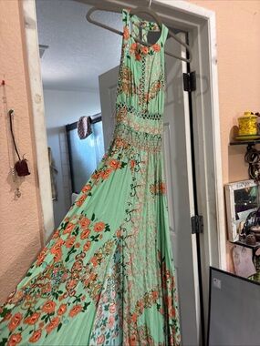 Jaase | Dresses | Jaase Emerald Green Floral Boho Maxi Dress | Poshmark